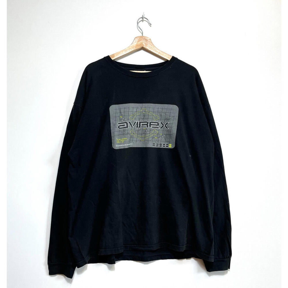 Vintage 90s 00s Avirex Black Long Sleeve T-shirt Size XL Hip Hop Rap